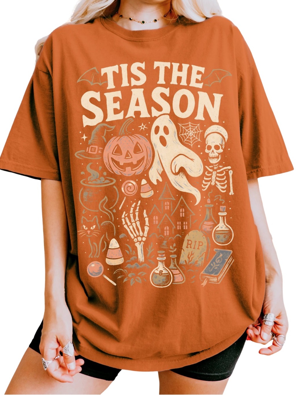 Comfort colors Tis The Season Orange Halloween Graphic Tee